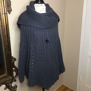 Gray Scarf and Poncho Wrap